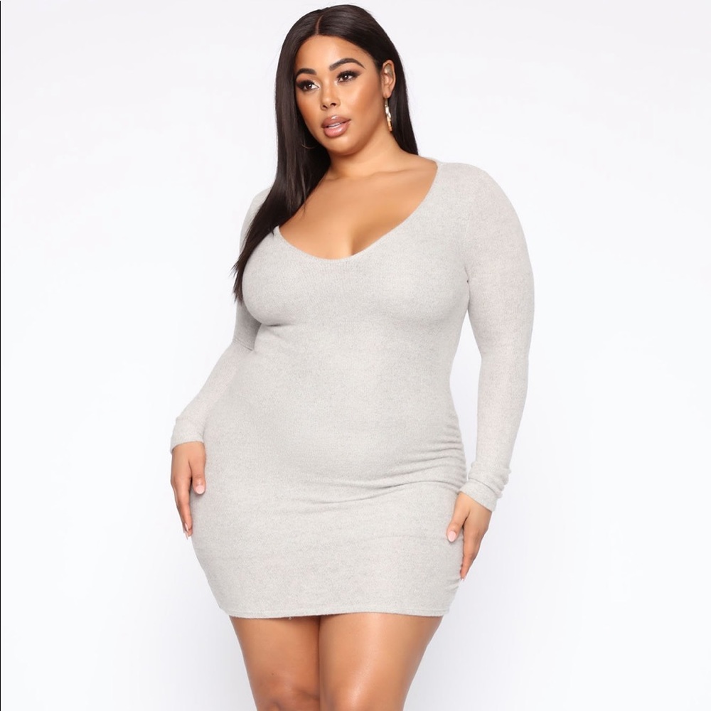 Wanting You Sweater Mini Dress - Heather Grey